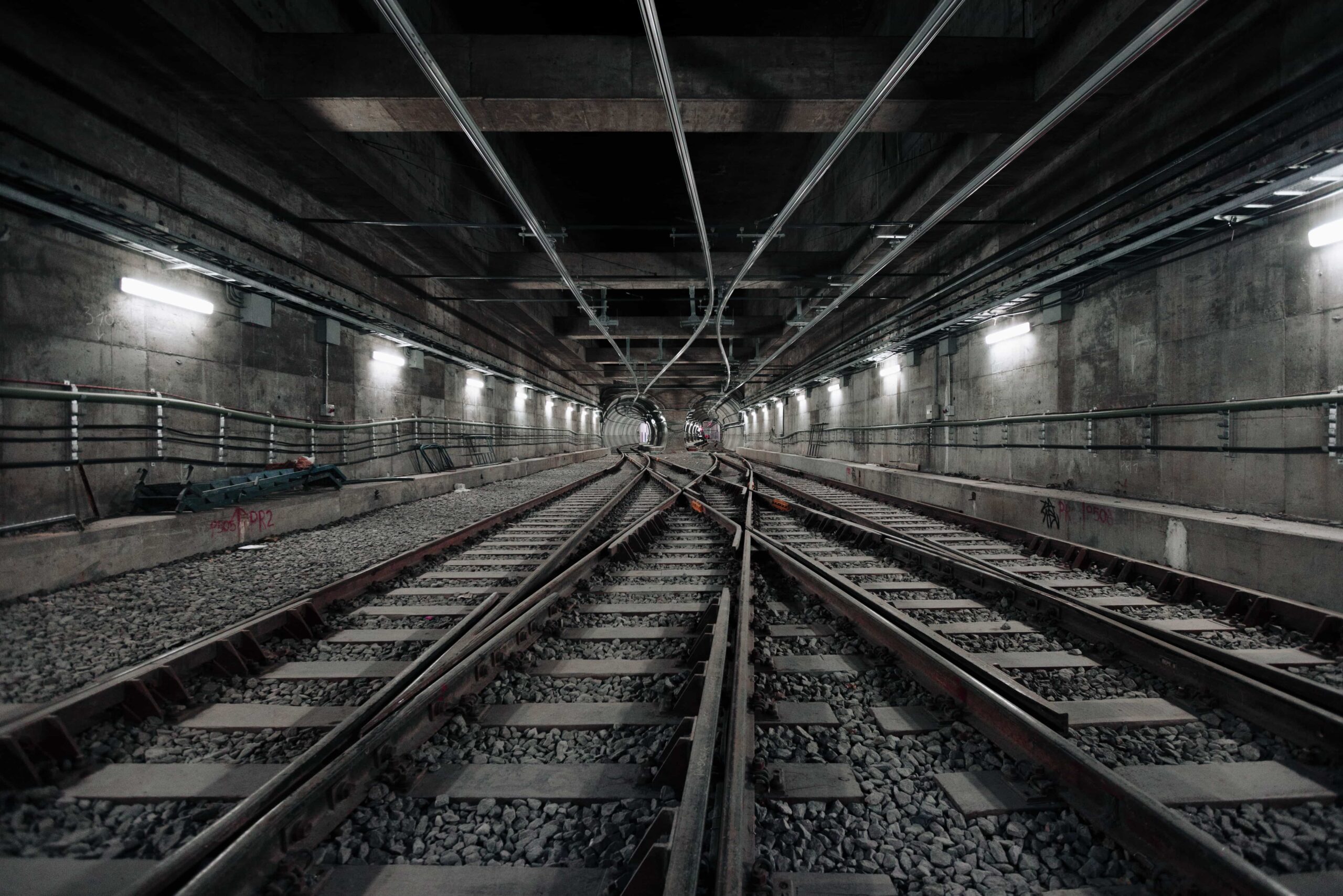 An underground railway tunnel