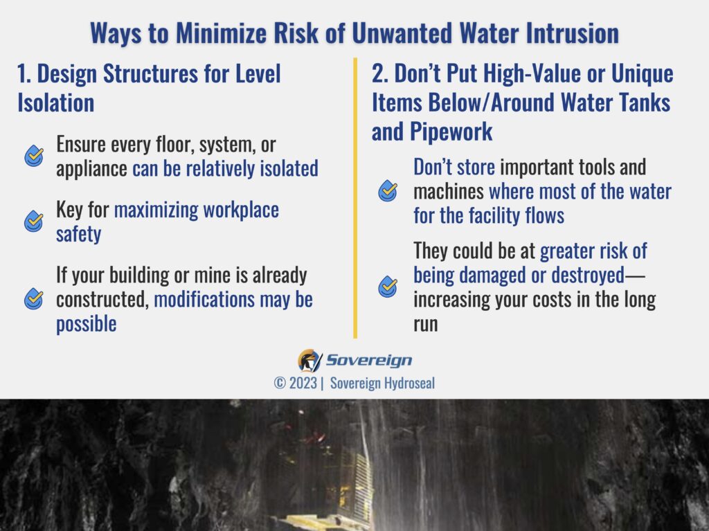 Tips on reducing water intrusion risks in mining and construction, by Sovereign Hydroseal.