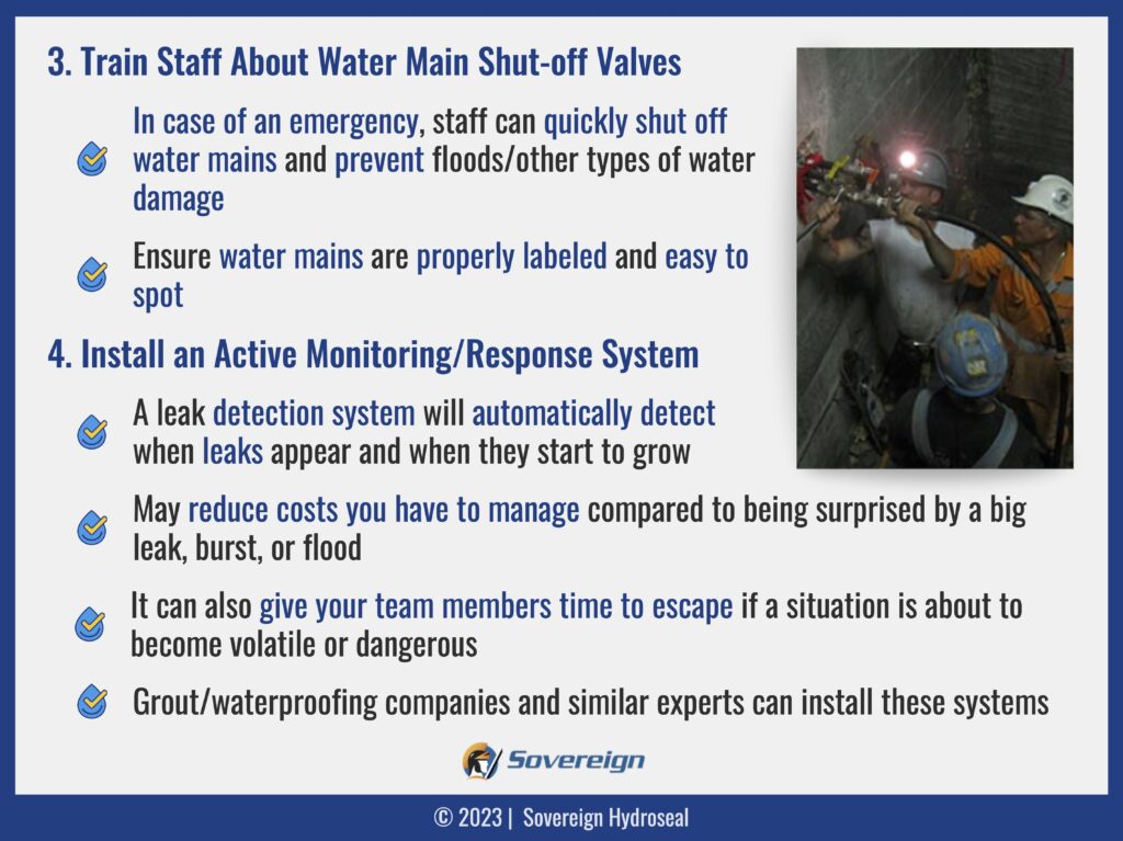 Image showing training for water main shut-off and installing leak detection systems.