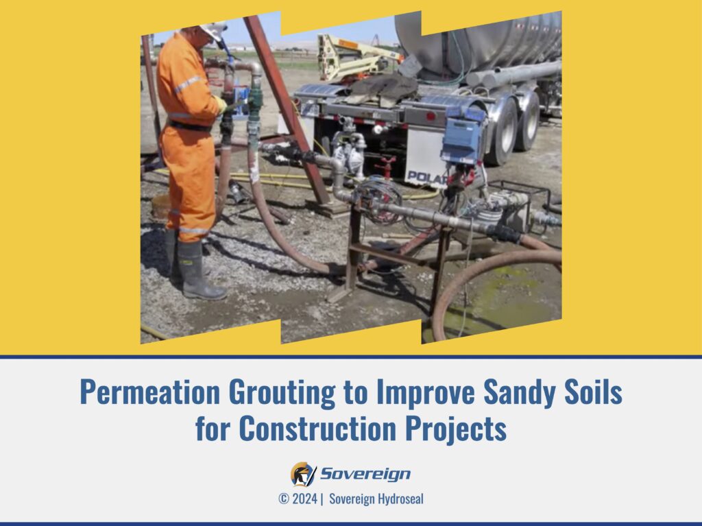 Photograph of permeation grouting equipment used by a grout company to improve sandy USA soils in construction projects.