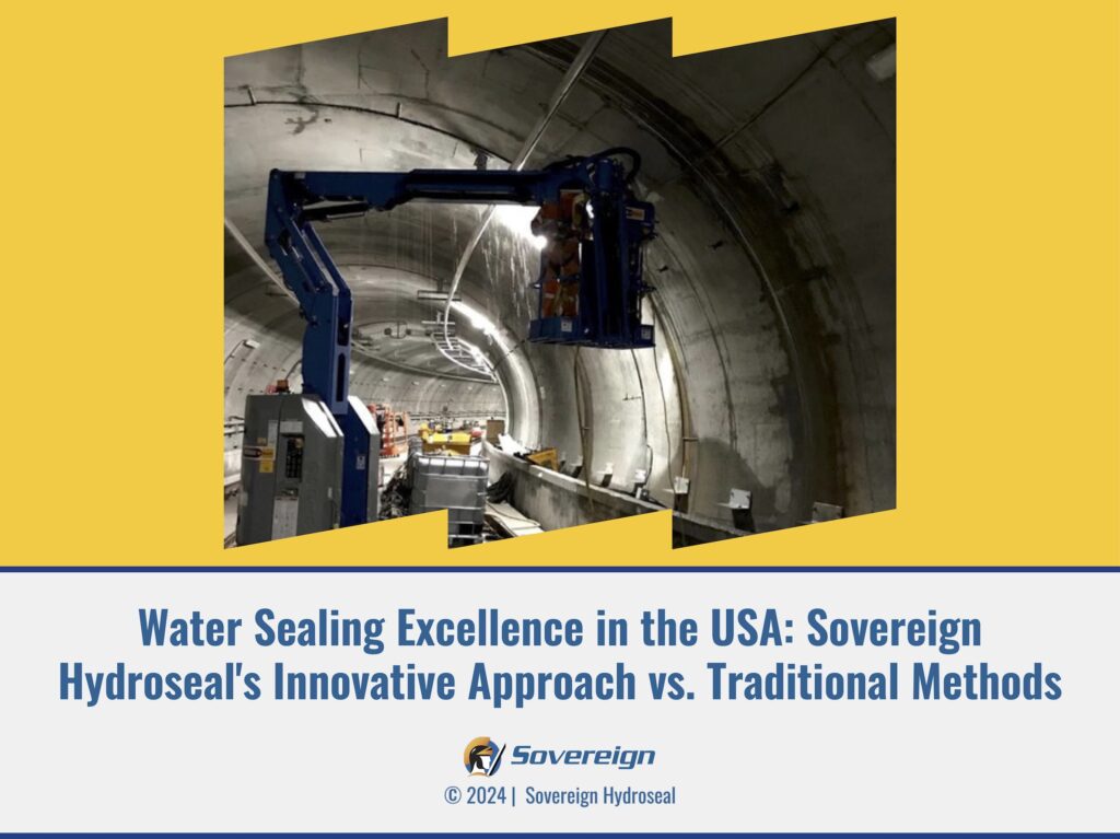 Sovereign Hydroseal's team sealing water, showcasing their edge within the USA over traditional water sealing methods.